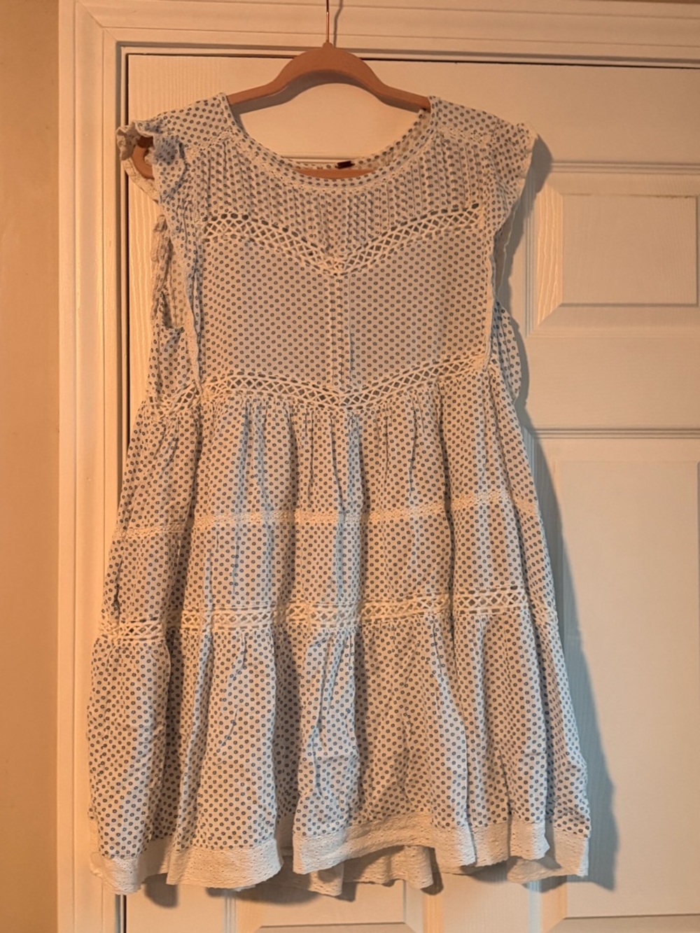 Free People White Eyelet Tiered Midi Dress